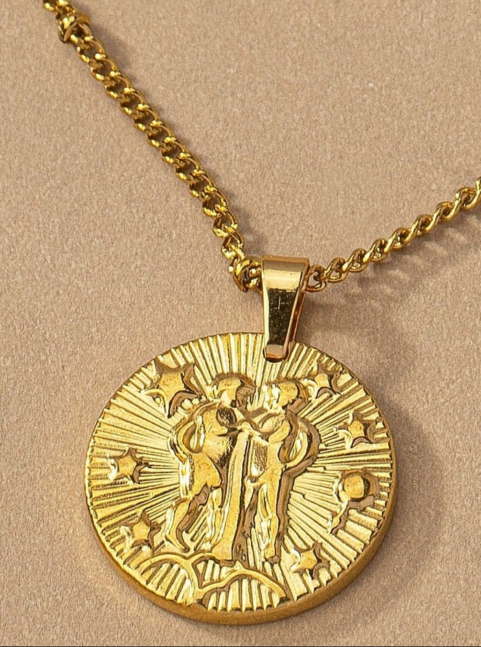 Round Zodiac Sign Pendant Charm