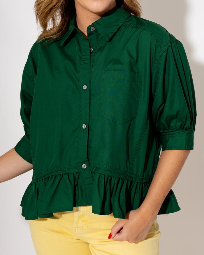 Ruffle Hem Button Up Top