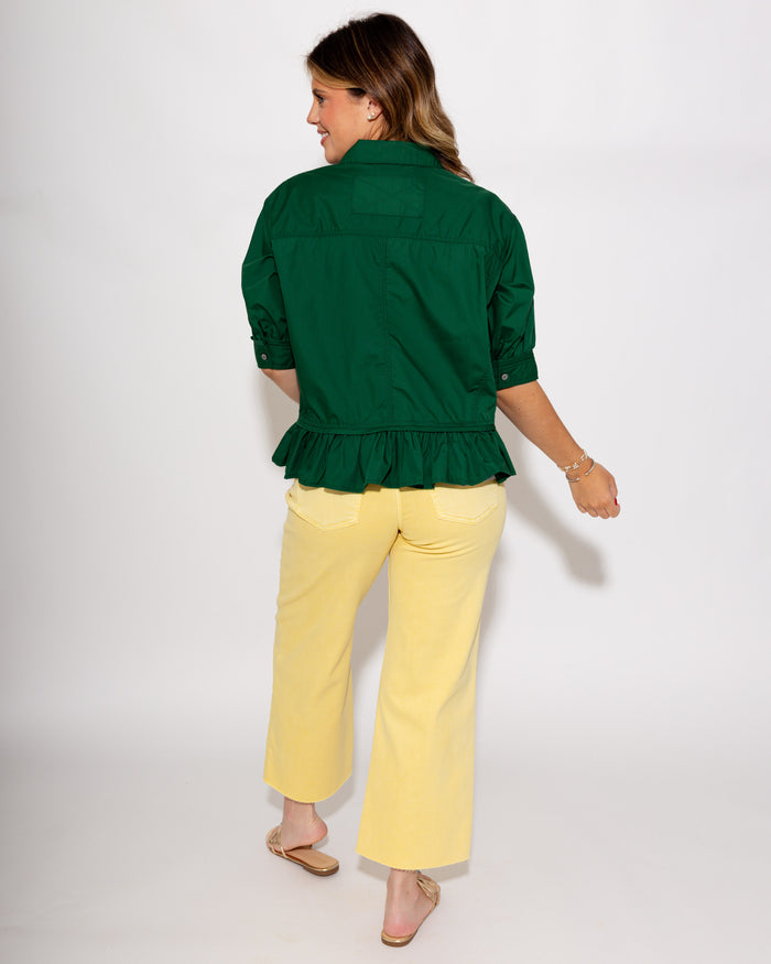 Ruffle Hem Button Up Top