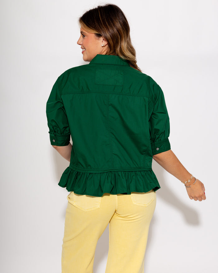 Ruffle Hem Button Up Top