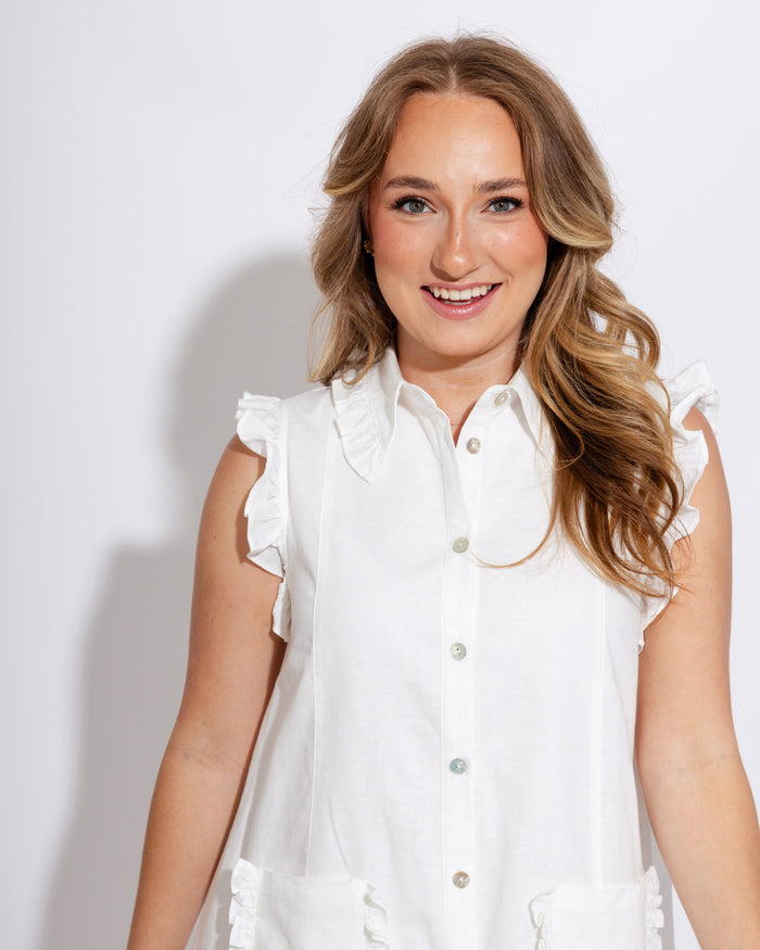 Ruffle Trim Shirt Dress