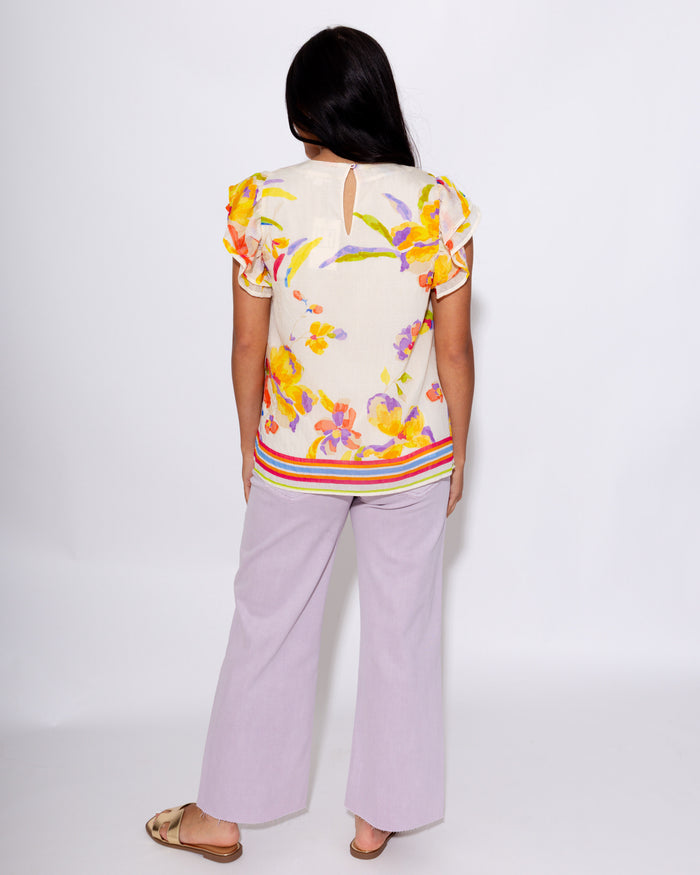 Ruffled Sleeve Floral Top