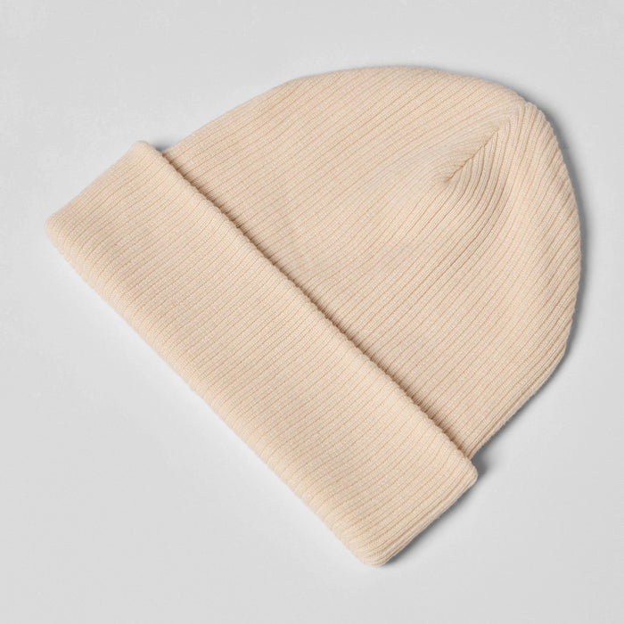 Men's Knitted Beanie in cream