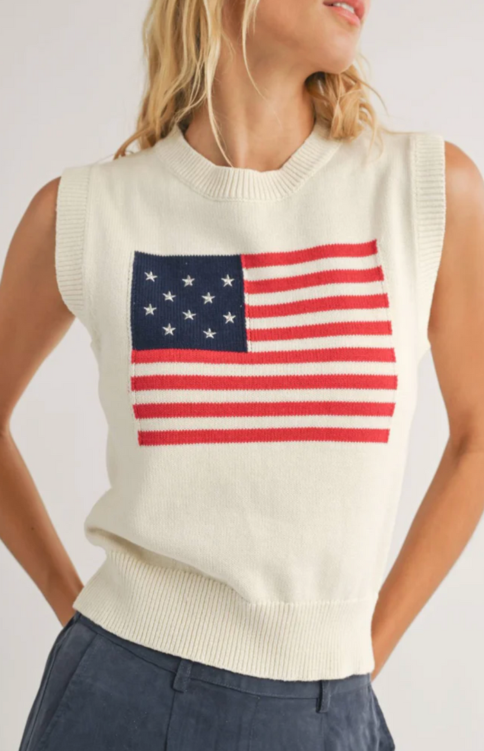 Sadie & Sage American Dream Flag Sleeveless Sweater