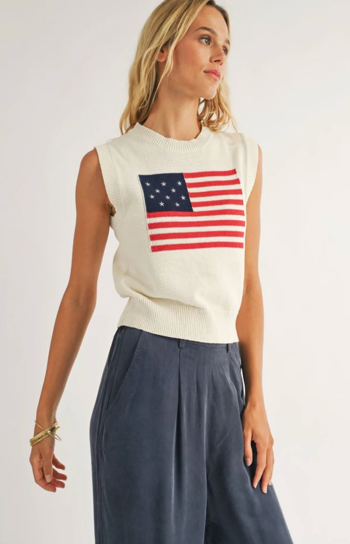 Sadie & Sage American Dream Flag Sleeveless Sweater