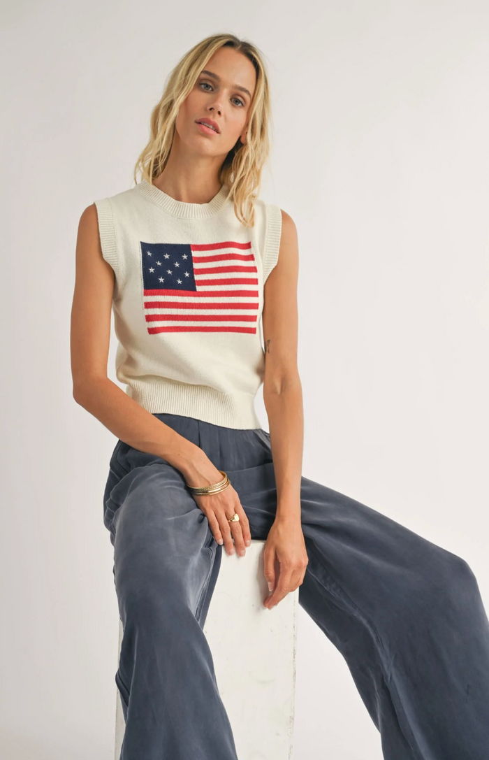 Sadie & Sage American Dream Flag Sleeveless Sweater