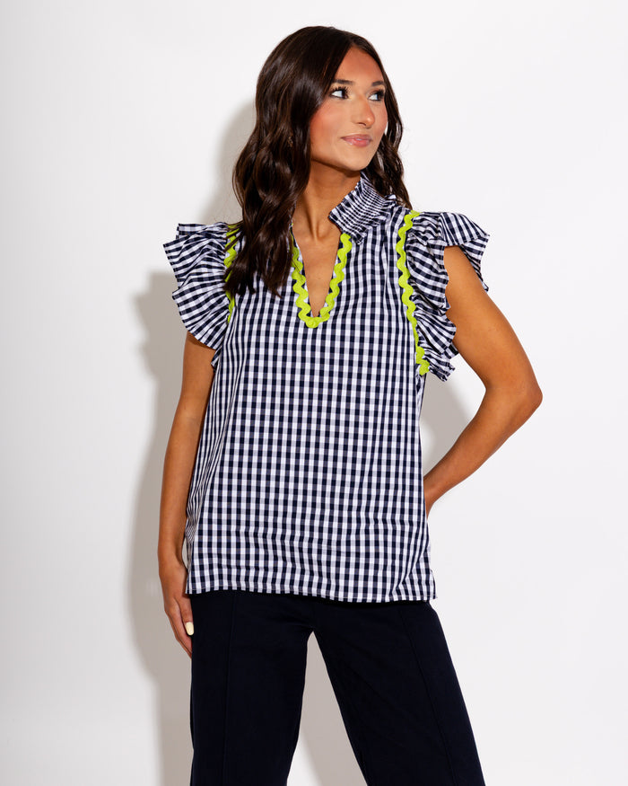 Scallop Detail Gingham Top