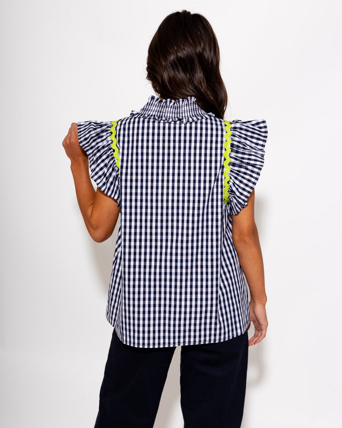 Scallop Detail Gingham Top