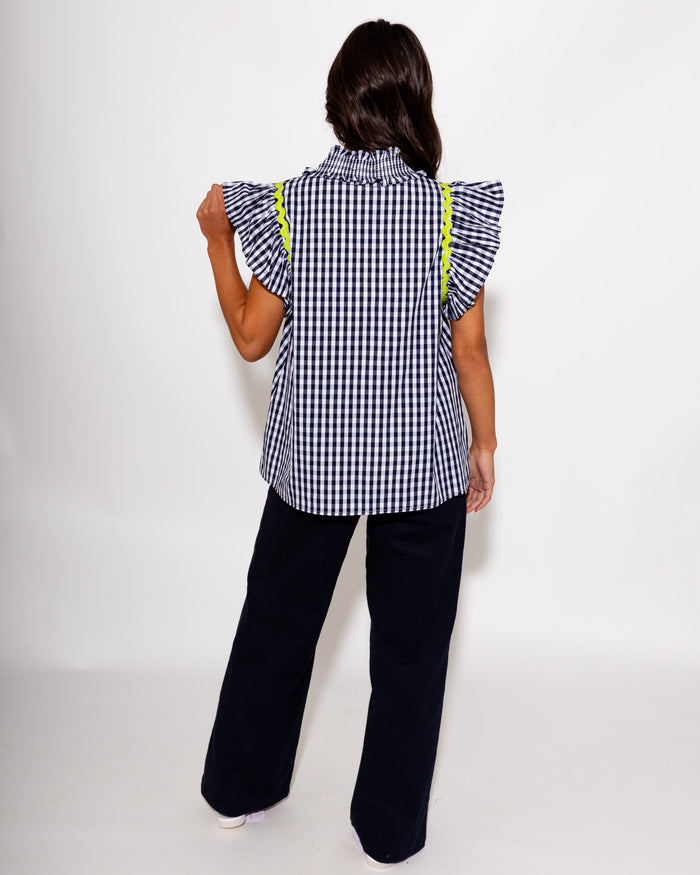 Scallop Detail Gingham Top