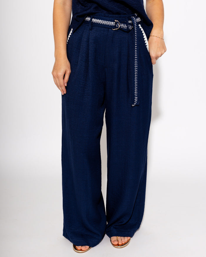 Scallop Embroidery Crinkle Top & Pant Set