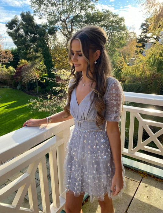 Sequin Tiered Mini Dress