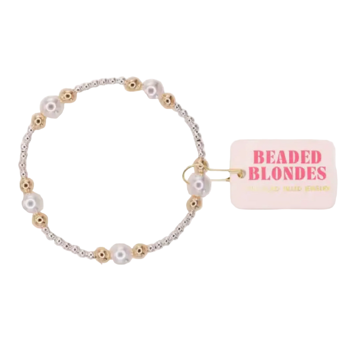 Serena Pearl Bracelet in Silver with Gold