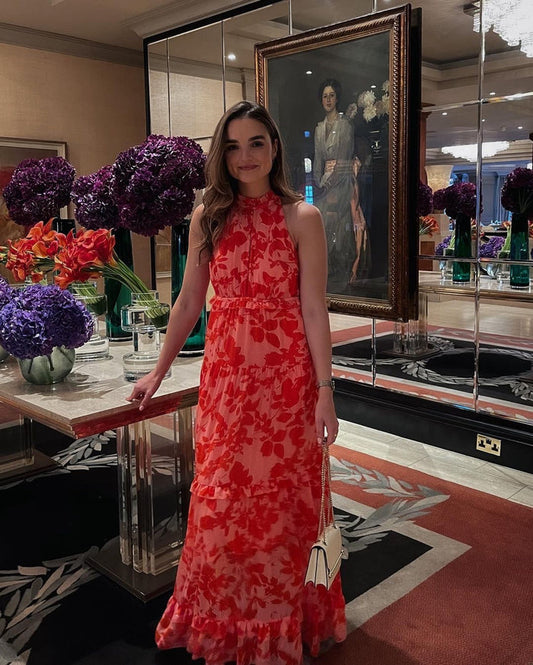 Shadow Leaf Halterneck Dress