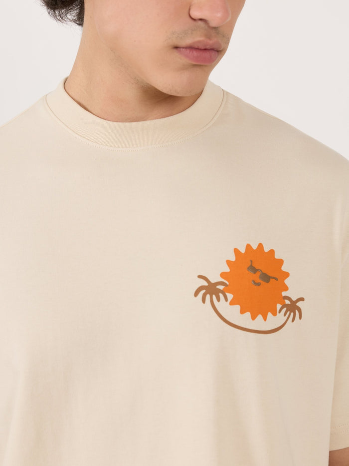 Men's Printed cream Loose Fit T-Shirt