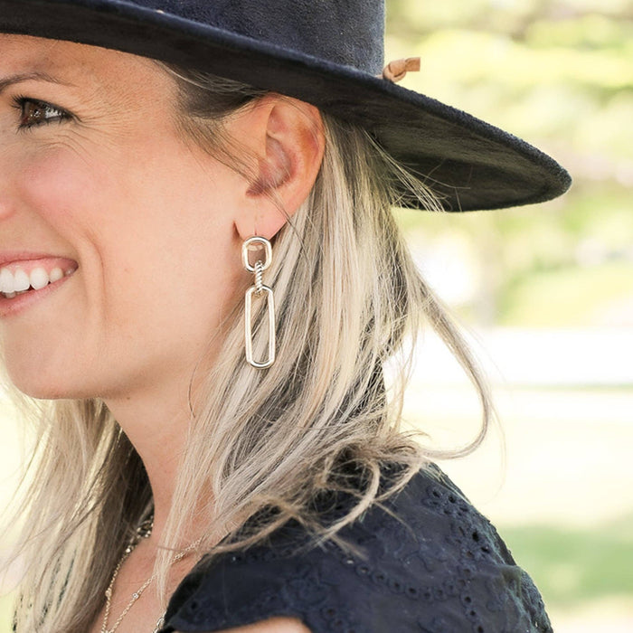 She's Spicy Link Statement Earrings in Gold