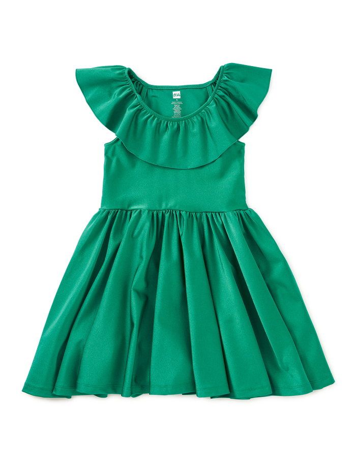 Shiny Ruffle Neck Dress