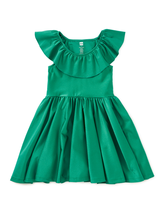 Shiny Ruffle Neck Dress