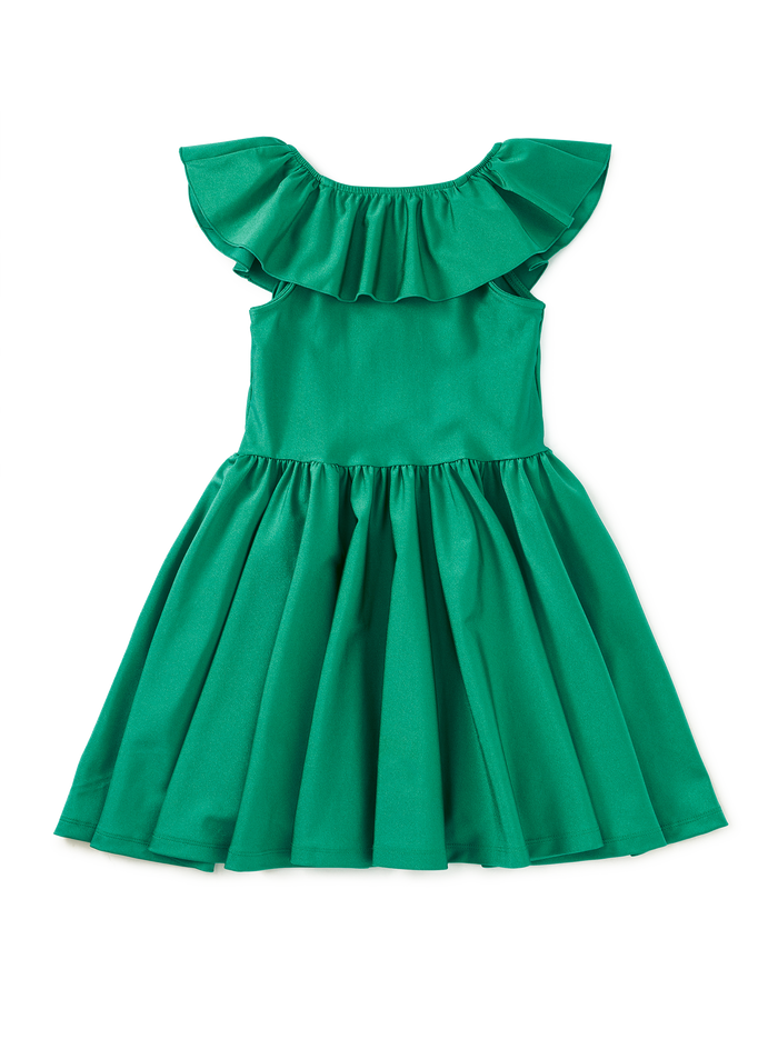 Shiny Ruffle Neck Dress