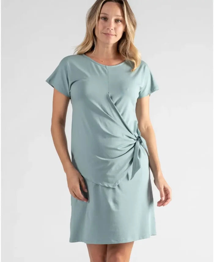 Short maternity and nursing dress Matelot sage