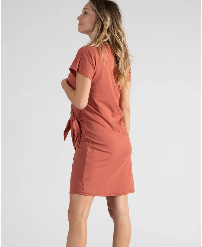 Short maternity and nursing dress Matelot terracotta