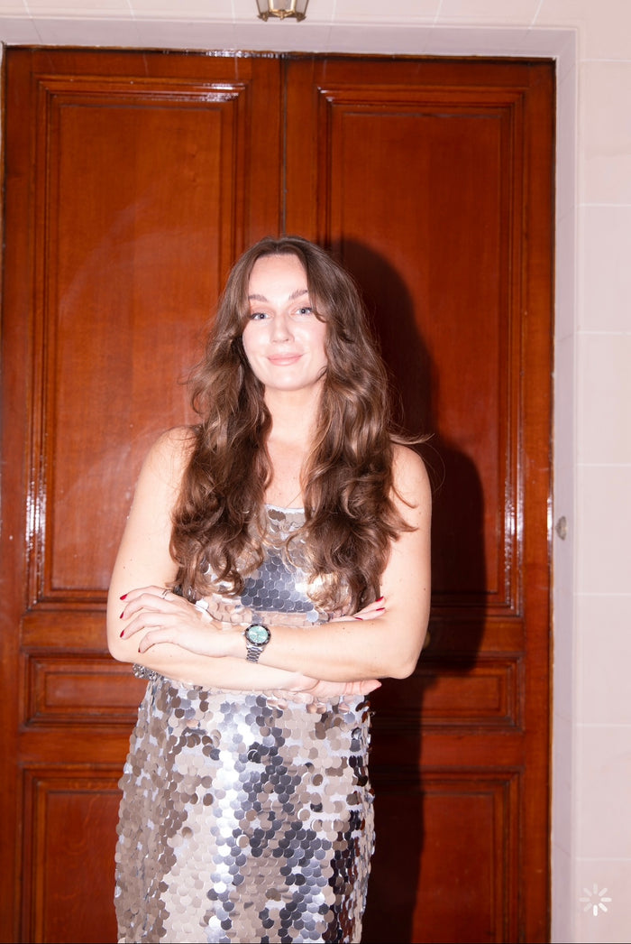 Silver Sequin Disc Mini Dress