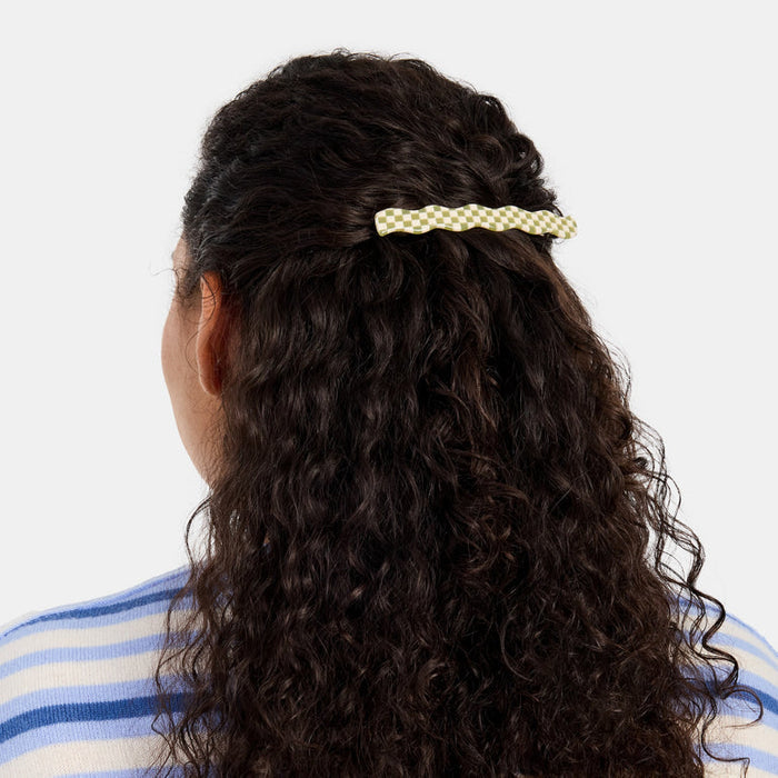 Chunks - Skinny Wave Barrette - Olive Check -