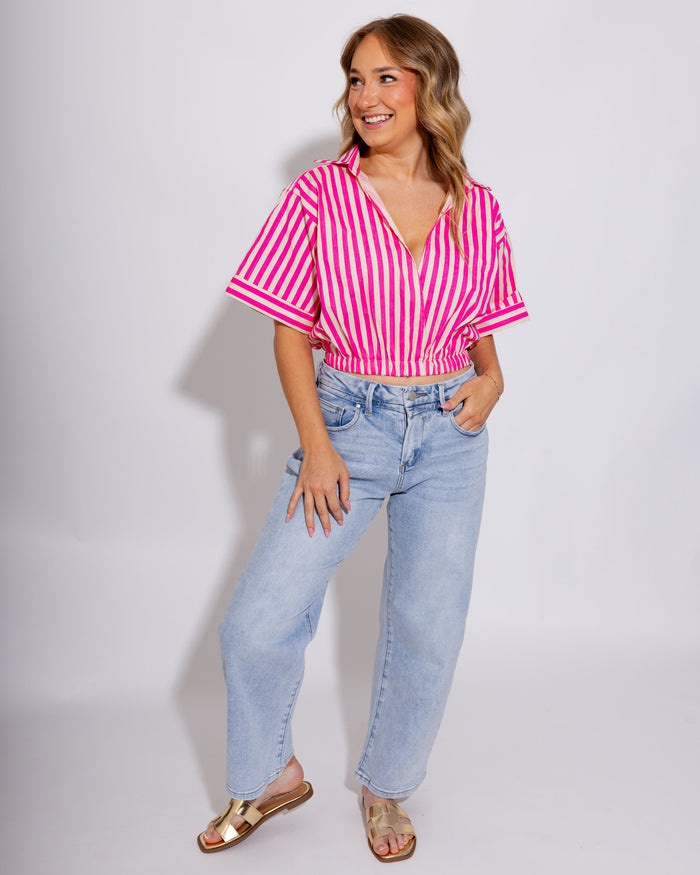 Slouchy Crop Barrel Jeans in Light