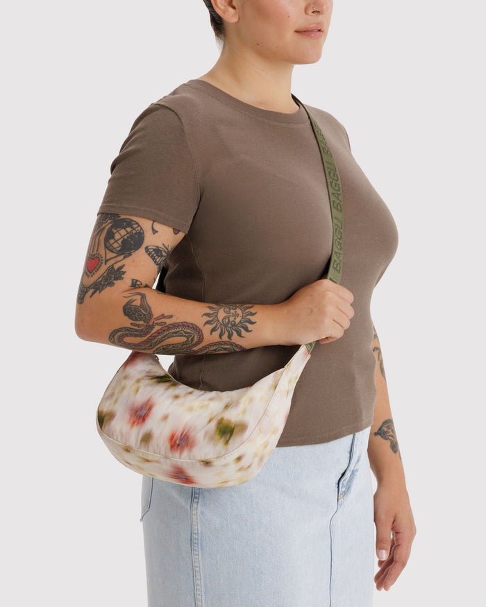 Baggu - Small Nylon Crescent Bag - Abstract Floral -
