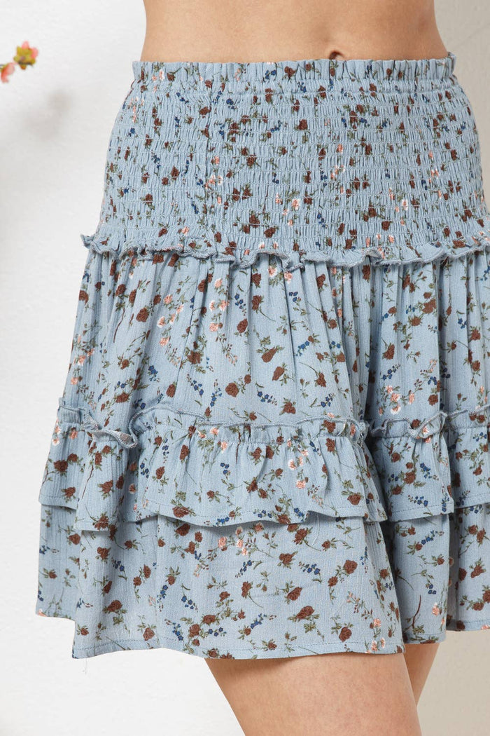 Smocked Ruffle Tiered Skirt
