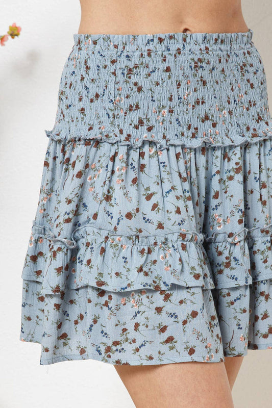 Smocked Ruffle Tiered Skirt