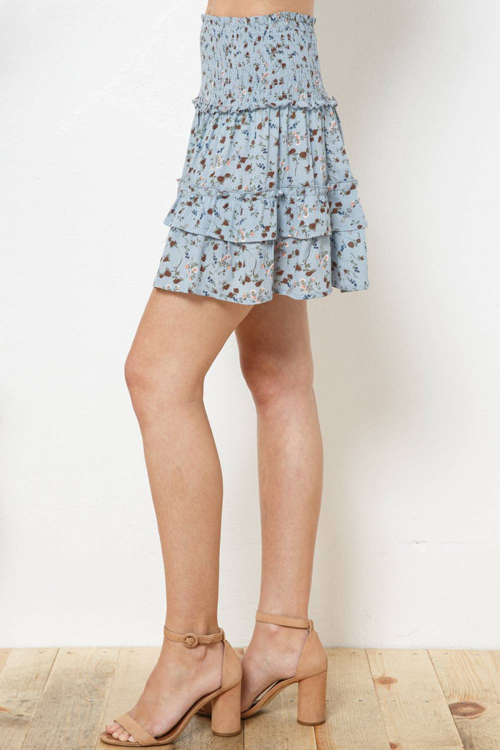 Smocked Ruffle Tiered Skirt