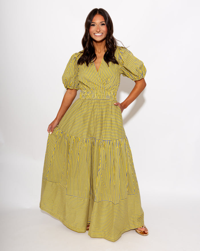Smocked Waist Stripe Maxi Dress