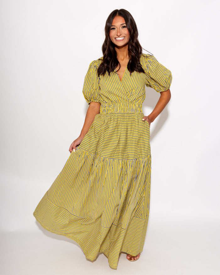 Smocked Waist Stripe Maxi Dress