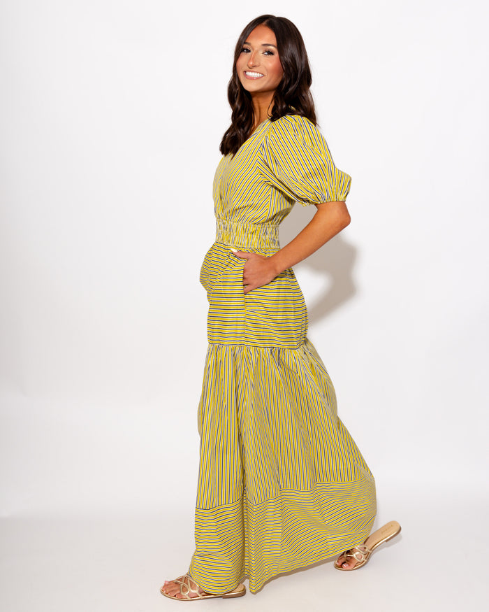 Smocked Waist Stripe Maxi Dress