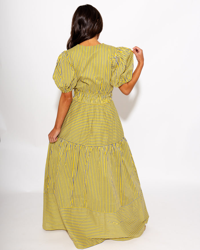 Smocked Waist Stripe Maxi Dress