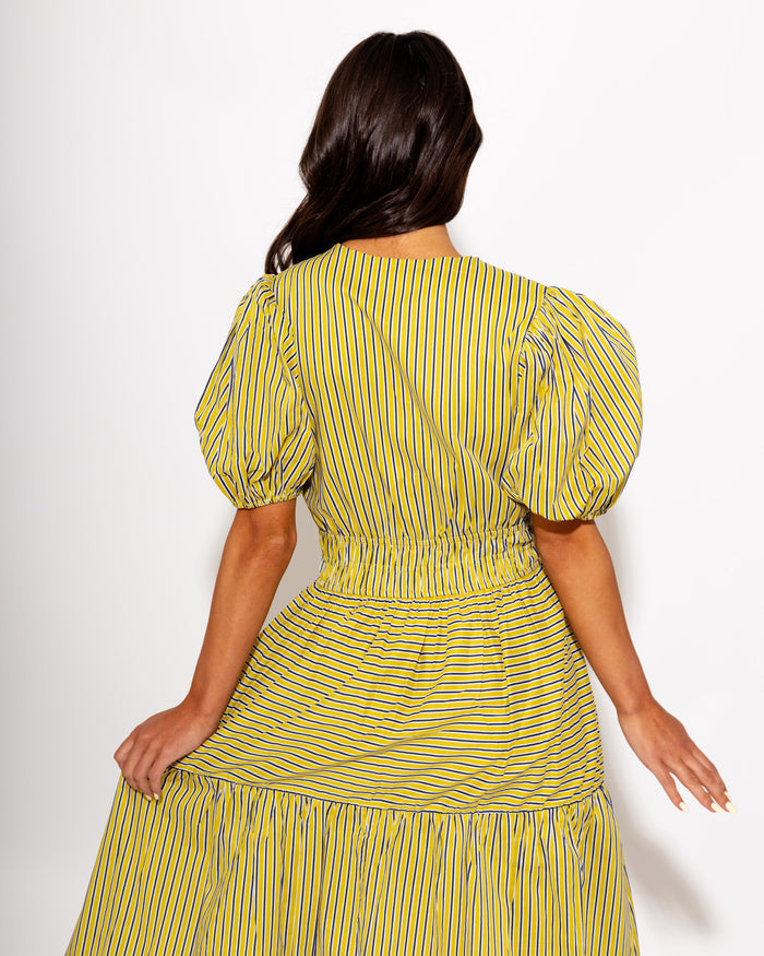 Smocked Waist Stripe Maxi Dress