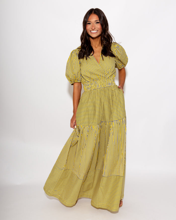 Smocked Waist Stripe Maxi Dress