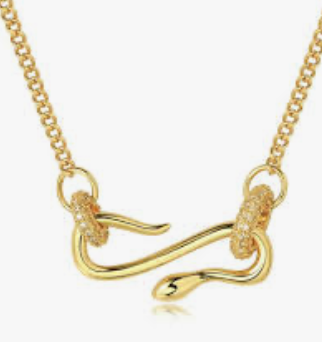 Snake Pendant Pavé Charm Necklace