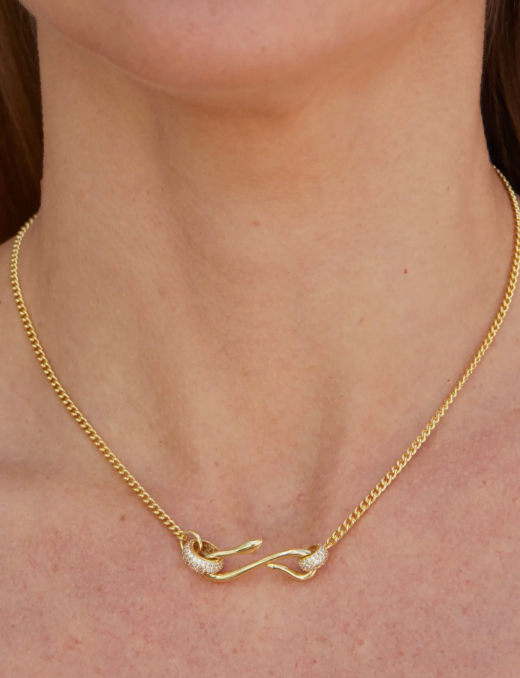 Snake Pendant Pavé Charm Necklace