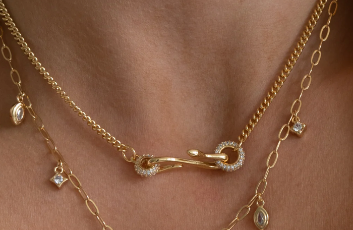 Snake Pendant Pavé Charm Necklace