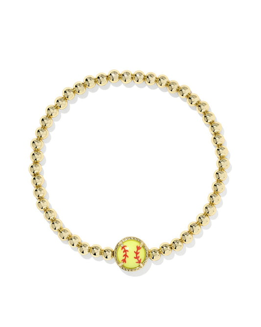 Softball Stretch Bracelet Gold Chartreuse Magnesite