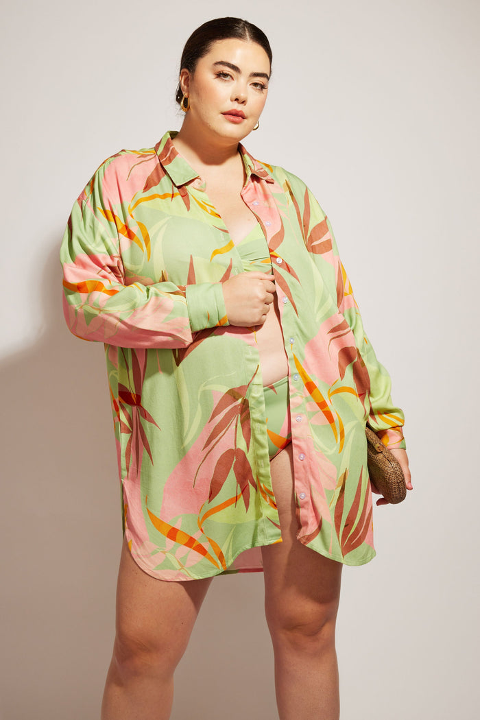 Nomads Swimwear - Sol Button-Up Shirt Dress - Birds of Paradise -