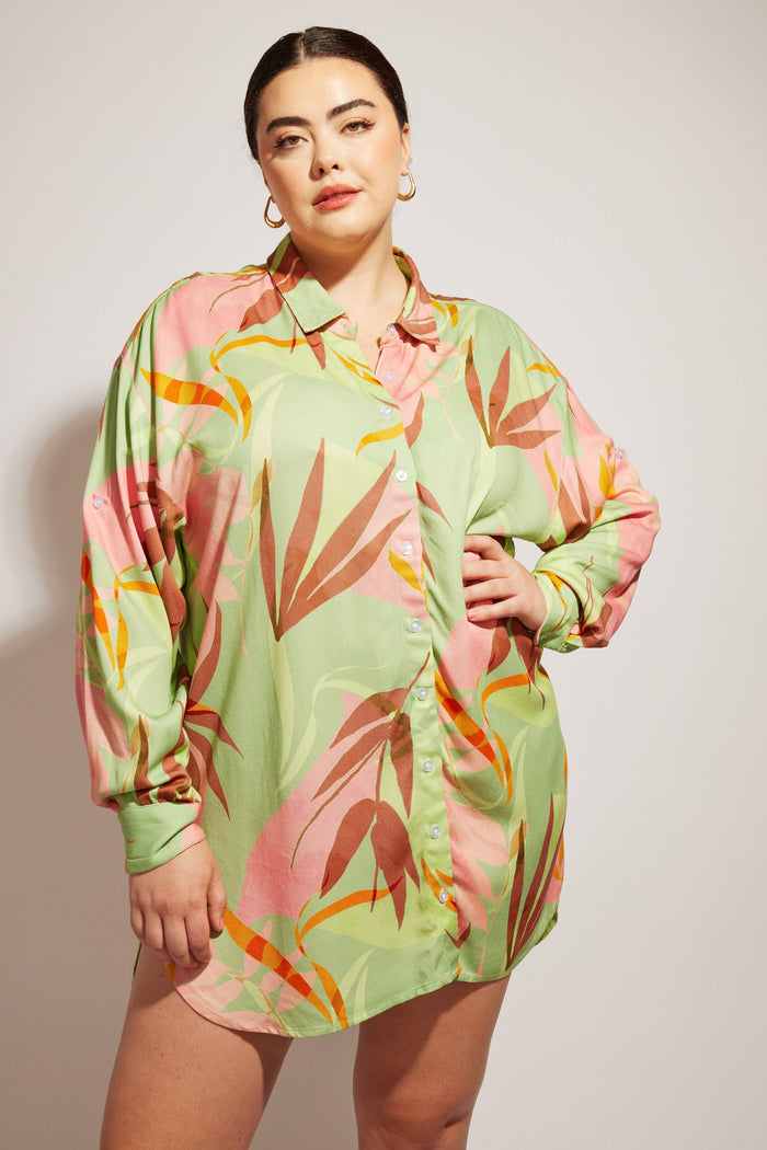 Nomads Swimwear - Sol Button-Up Shirt Dress - Birds of Paradise -