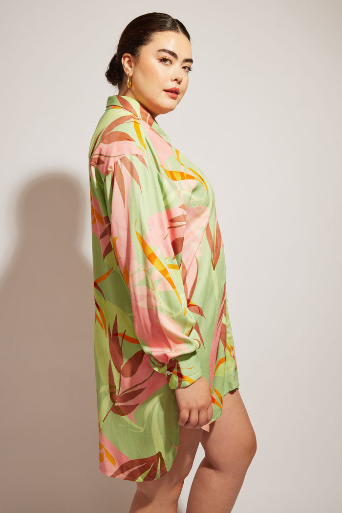 Nomads Swimwear - Sol Button-Up Shirt Dress - Birds of Paradise -