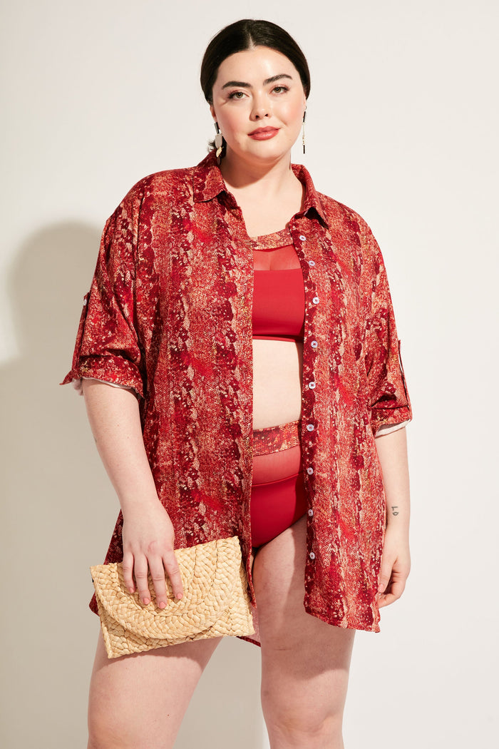 Nomads Swimwear - Sol Button-Up Shirt Dress - Iguana -