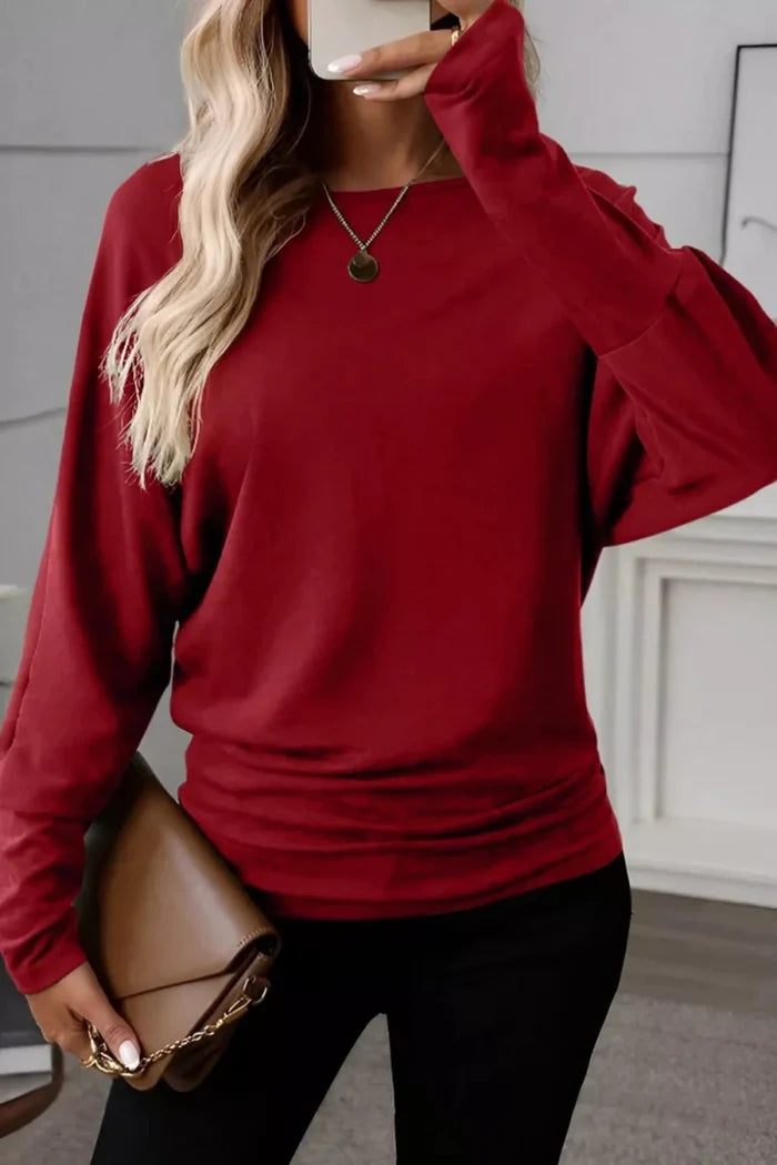 Solid Color Long Sleeve Blouse - Allen Fitness | Running Shoes, Leggings & Activewear UK