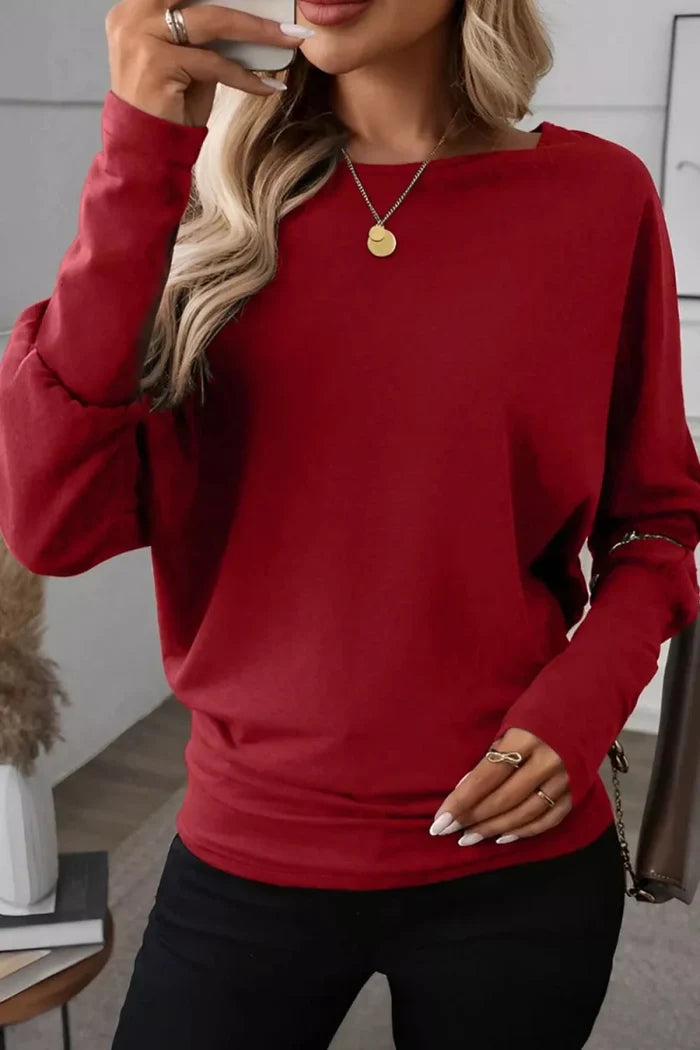 Solid Color Long Sleeve Blouse - Allen Fitness | Running Shoes, Leggings & Activewear UK
