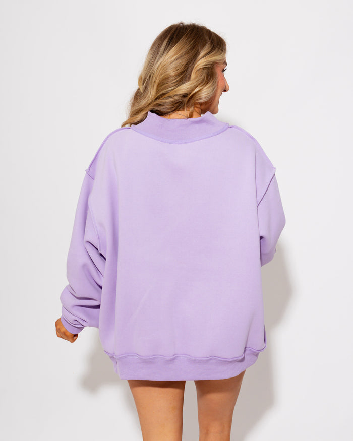 Solid Mock Neck Sweatshirt in Lavender