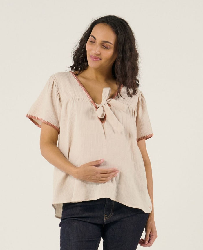 Soraya nursing and maternity blouse - Beige