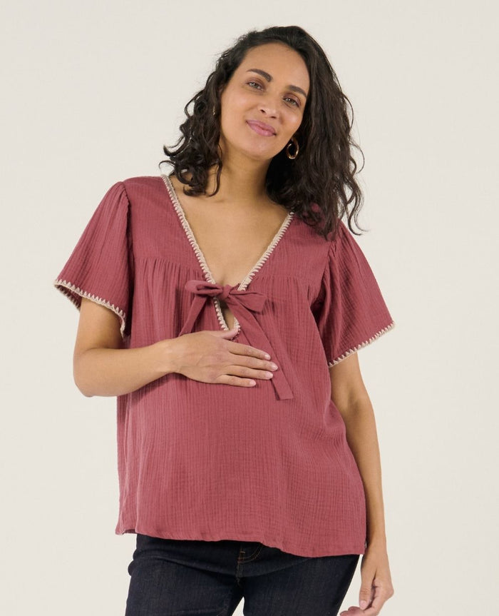 Soraya nursing and maternity blouse - Plum